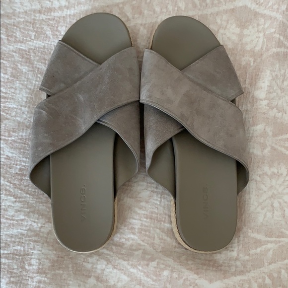 Vince Villaire Crisscross Suede Espadrille Slide - Picture 2 of 4